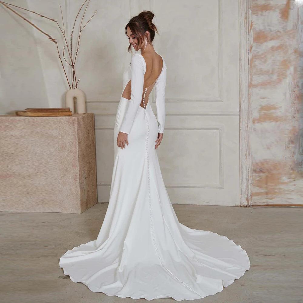 Semplici abiti da sposa con colletti quadrati per donne maniche staccabili cinghia coltivate con 2024 New Vestidos de nolia