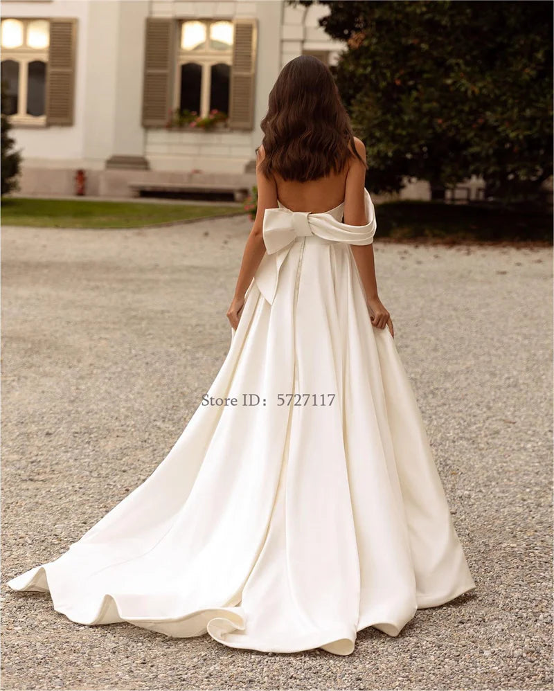 Elegant Sweetheart Neck A-Line Wedding Dresses High Split One Shoulder Sleeveless Bridal Gowns Vestidos De Noiva