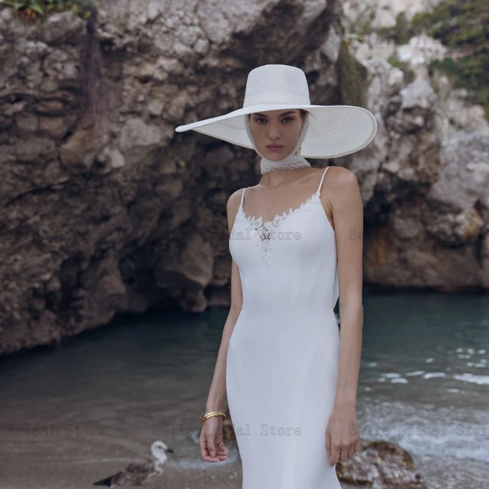 Simples White Mermaid Vestidos de novia V.