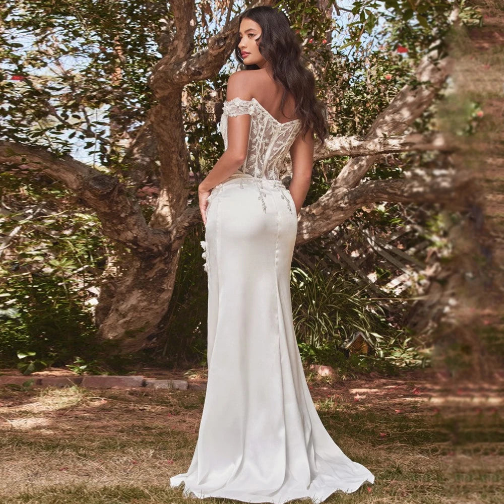 فساتين زفاف رائعة بدون أكمام للنساء مع فتحة جانبية من Vestidos De Novia Illusion Back 2024