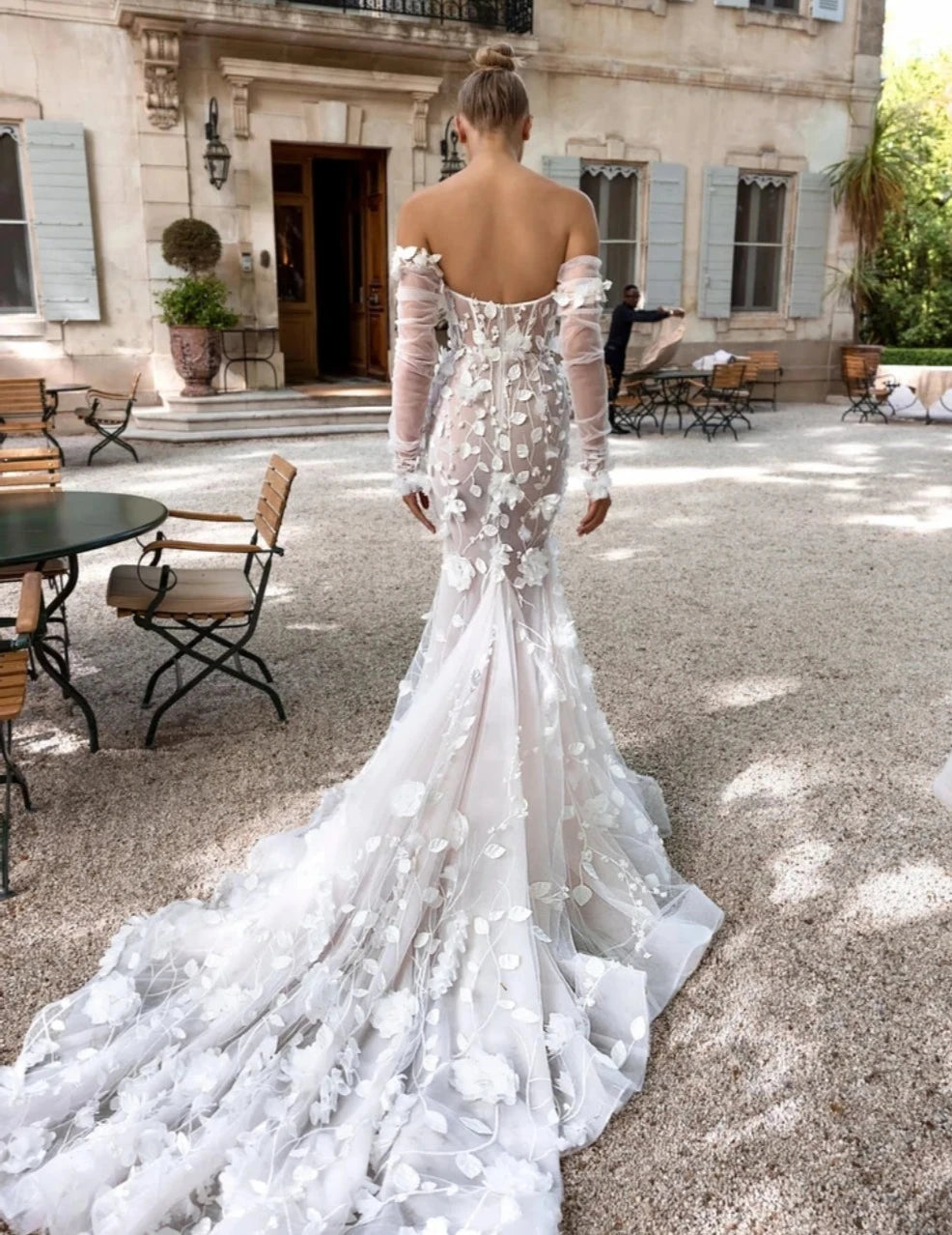 Lange Ärmel Off Schulter Brautkleider 2024 Boho Elegante 3 D Spitze Meerjungfrau Brautkleider Vestidos De Novia