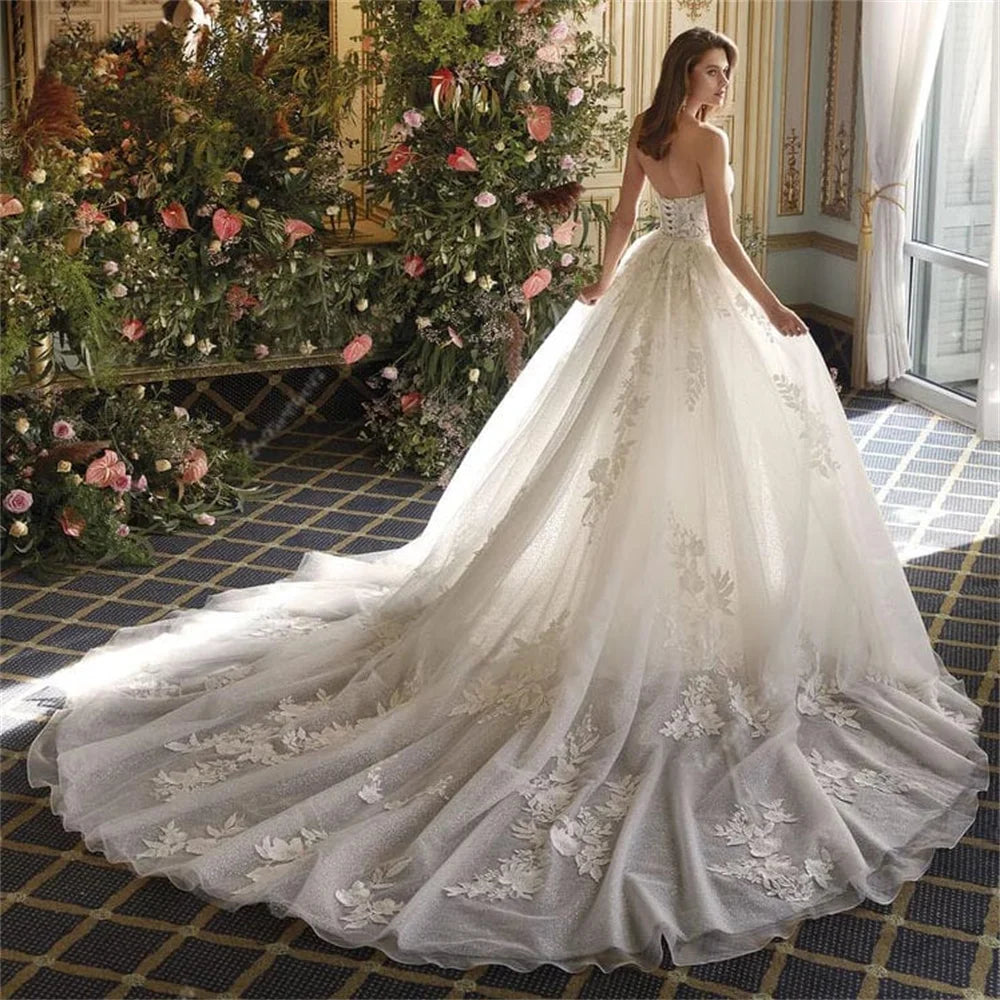 Meerjungfrau Hochzeitskleid Schatz Prinzessin Brautkleider Spitze Applique Brautkleider Abnehmbare Schleppe und Ärmel Vestido De Novia