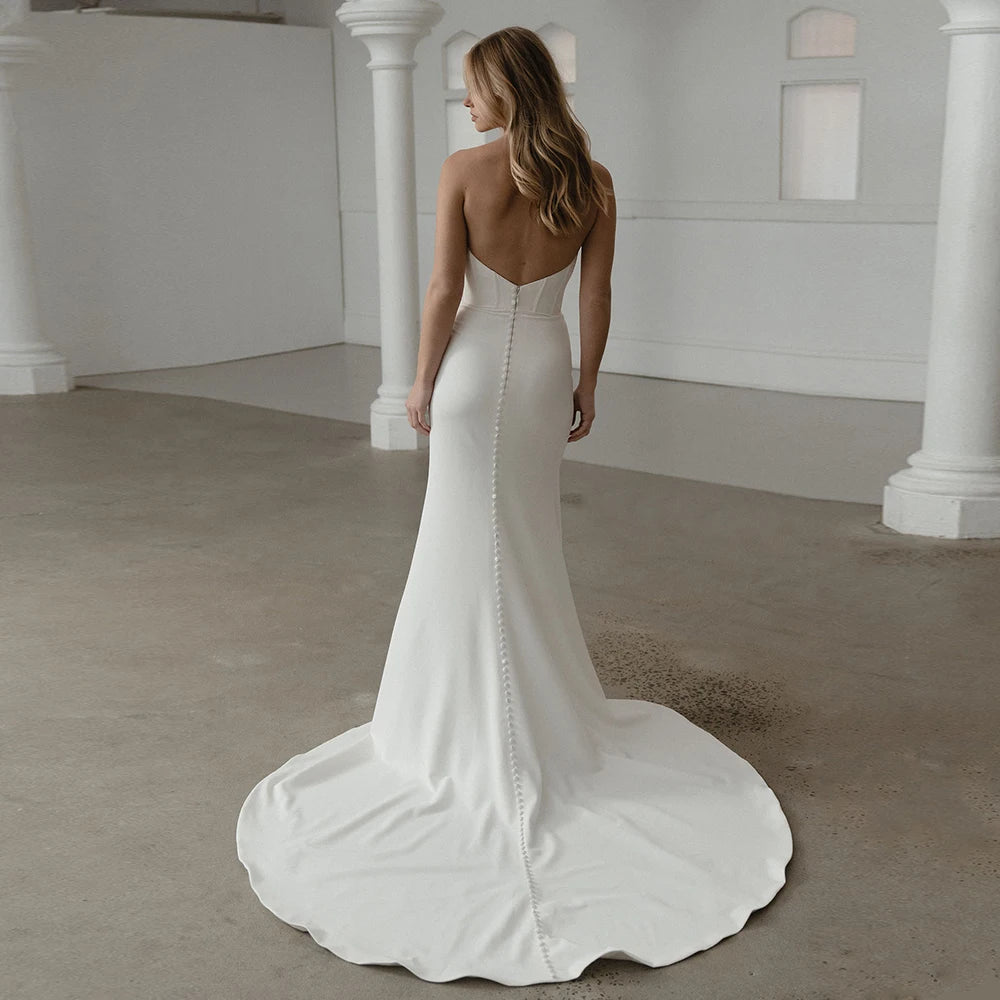 Fashion Strapiess Wedding Dresses for Women Detachable Sleeves Bridal Growns with Front Split Vestidos De Novia Backless 2024